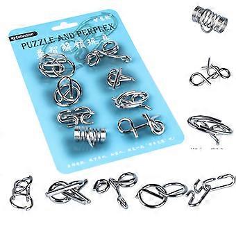 WISDOM WHEEL 8Pcs/Set Iron Wire Puzzle Intelligent Lock Brain Teaser Development Children Adult Toy