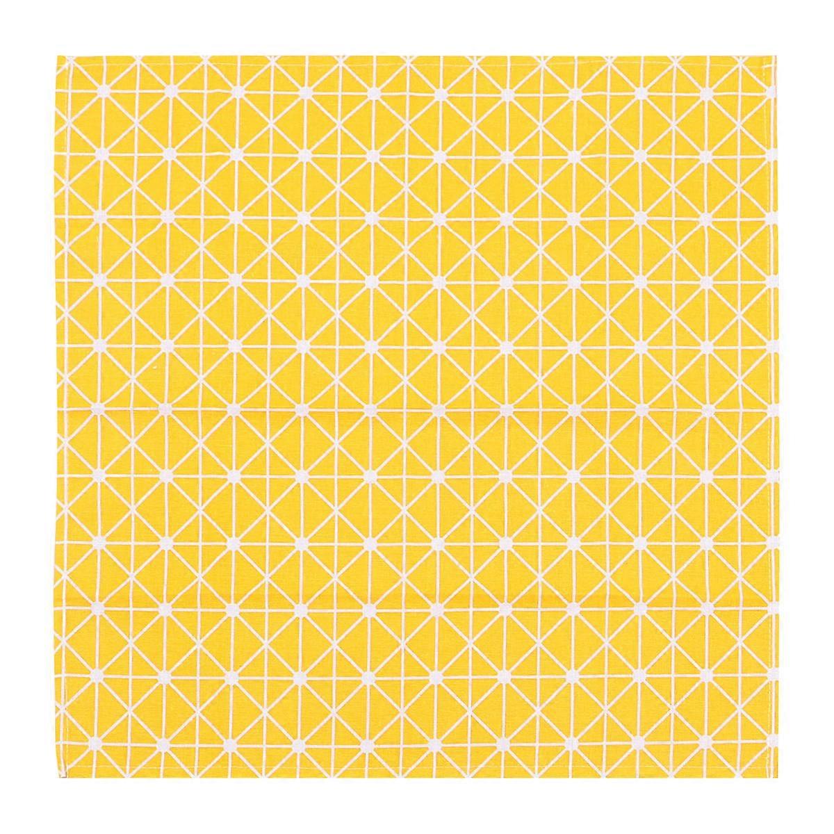Yellow Table Covers Cotton Linen for Table Decoration 2Pcs Creative Checkerboard Style