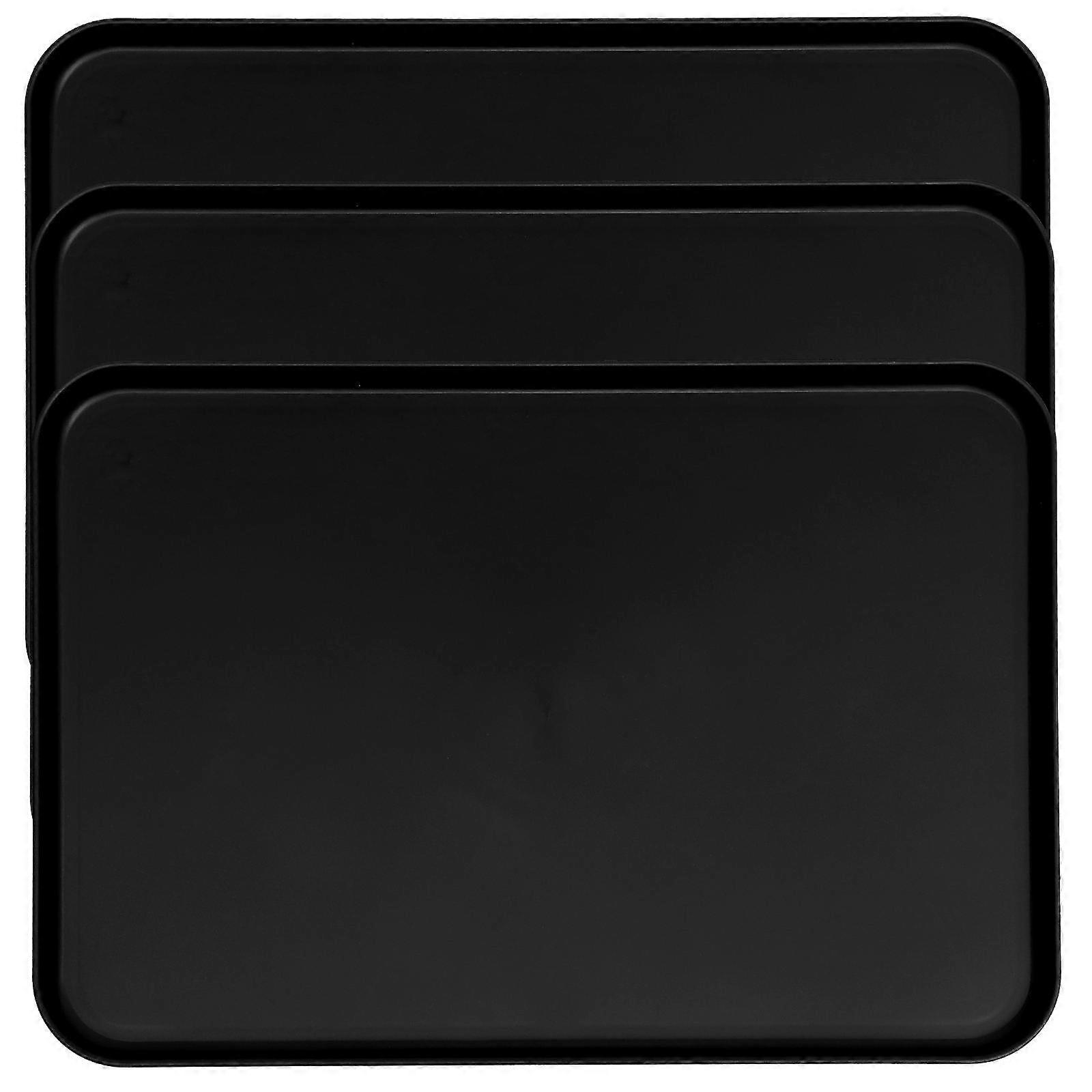 Black Straw Tray for Serving Food 3Pcs Rectangular Fruit Cake Plates