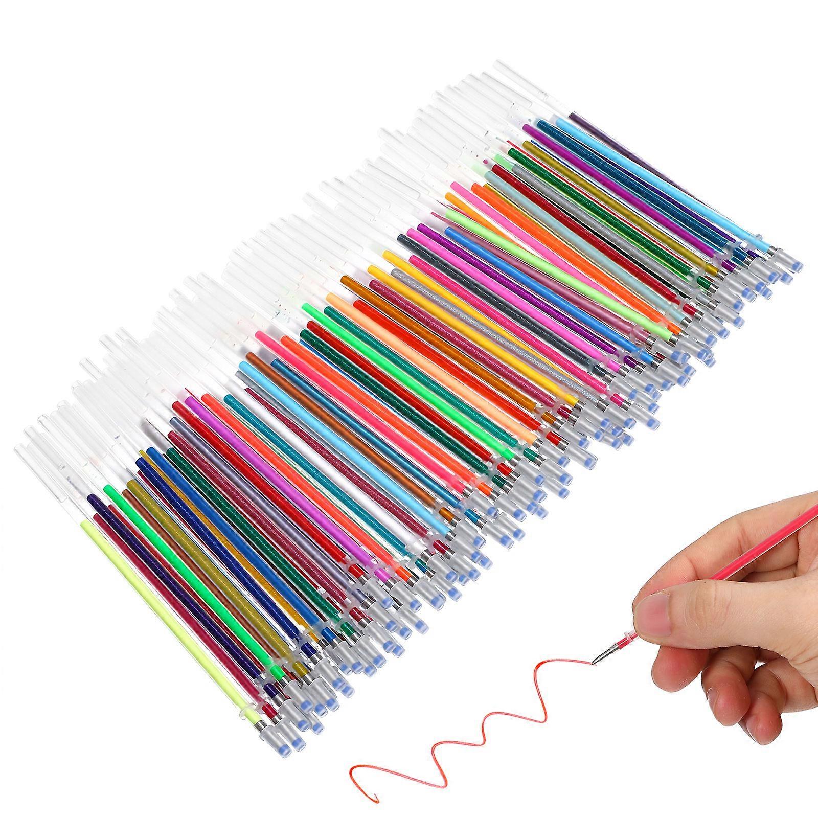 Assorted Color Glitter Pen Refills Plastic Refill for Writing Use 100Pcs Set
