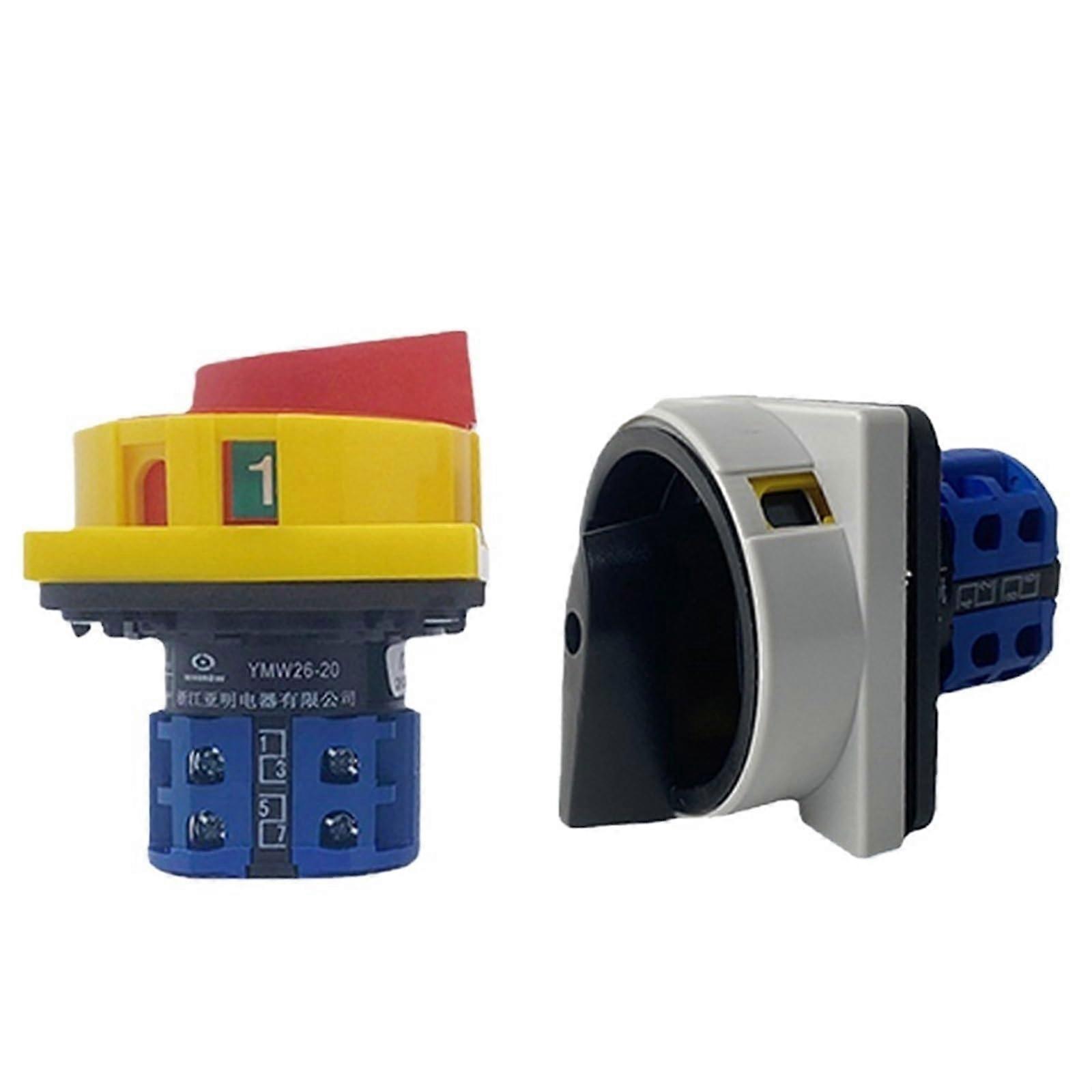 Padlockable 20A Transfer Switch with Safety Lockout, Yellow Power Cut Off Switch for Control Panel