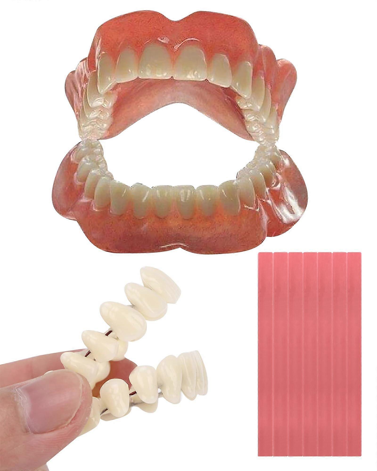 Temporary Denture Kit 17 Teeth DIY False Teeth for Missing Tooth Fast Easy Molding Upper Lower Set