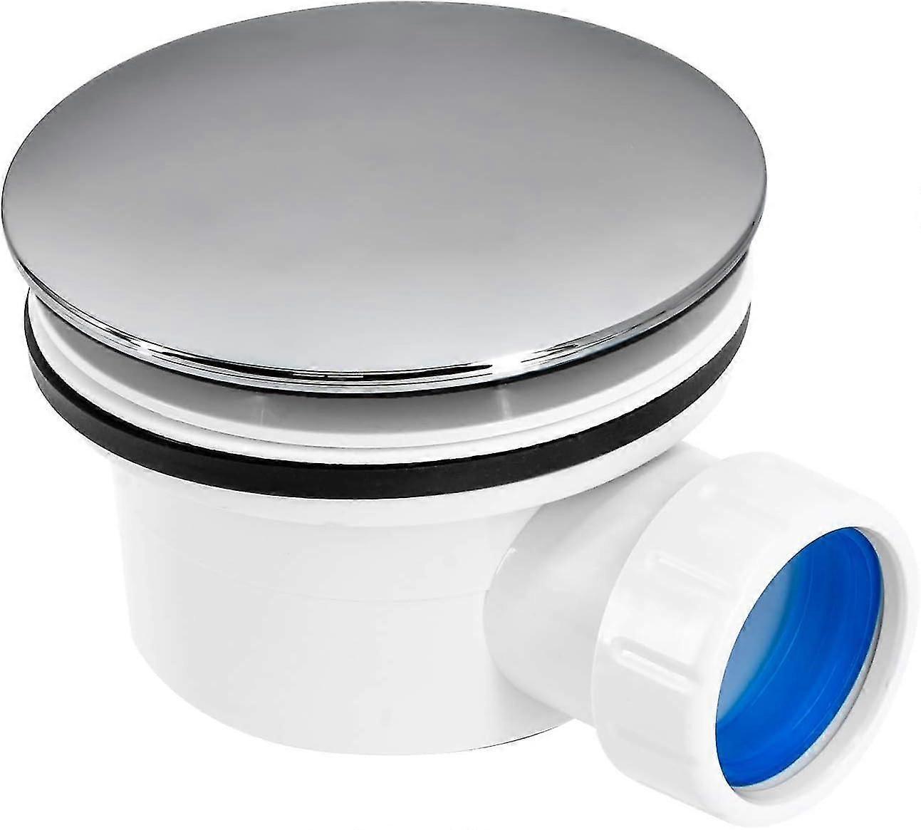Shower Tray Drain Plug, 90mm Chrome ABS, Quick Assembly, Space Saving