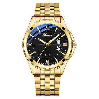 Montres pour hommes, calendrier, montres à quartz analogiques en acier inoxydable, étanches, lumineuses, bicolores, style business décontracté