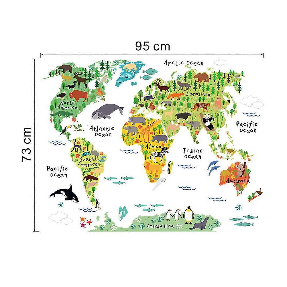 Map Wall Stickers for Kids Educational Use Large Removable Decals