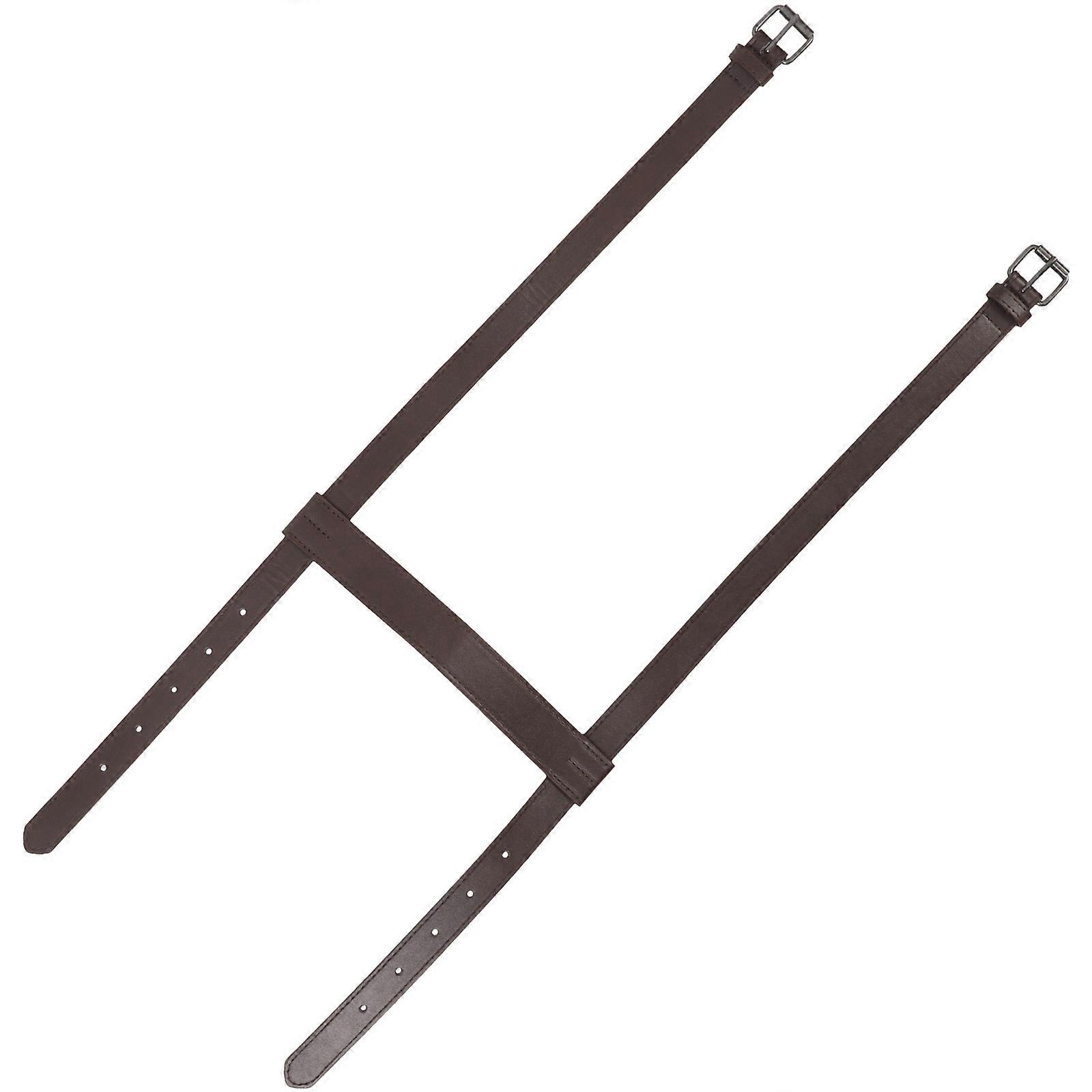 Picnic Blanket Strap Brown PU for Fixing 3Pcs Set