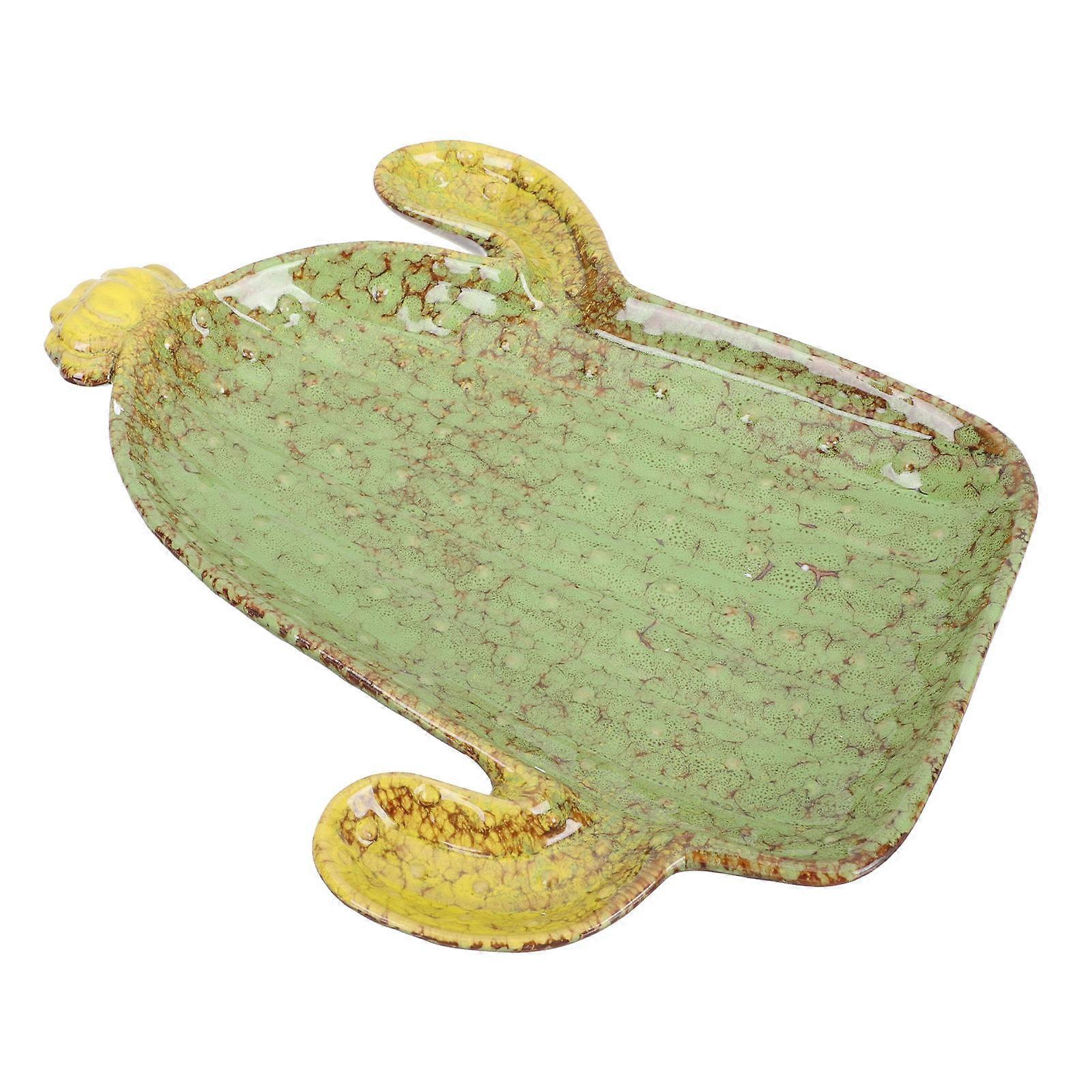 Green Ceramic Dessert Plate for Home Multi-Function Fruit Salad Plate