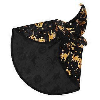 Petit ensemble chapeau de sorcière pour animaux de compagnie avec cape noire, idéal pour les fêtes. Décoration de festival.