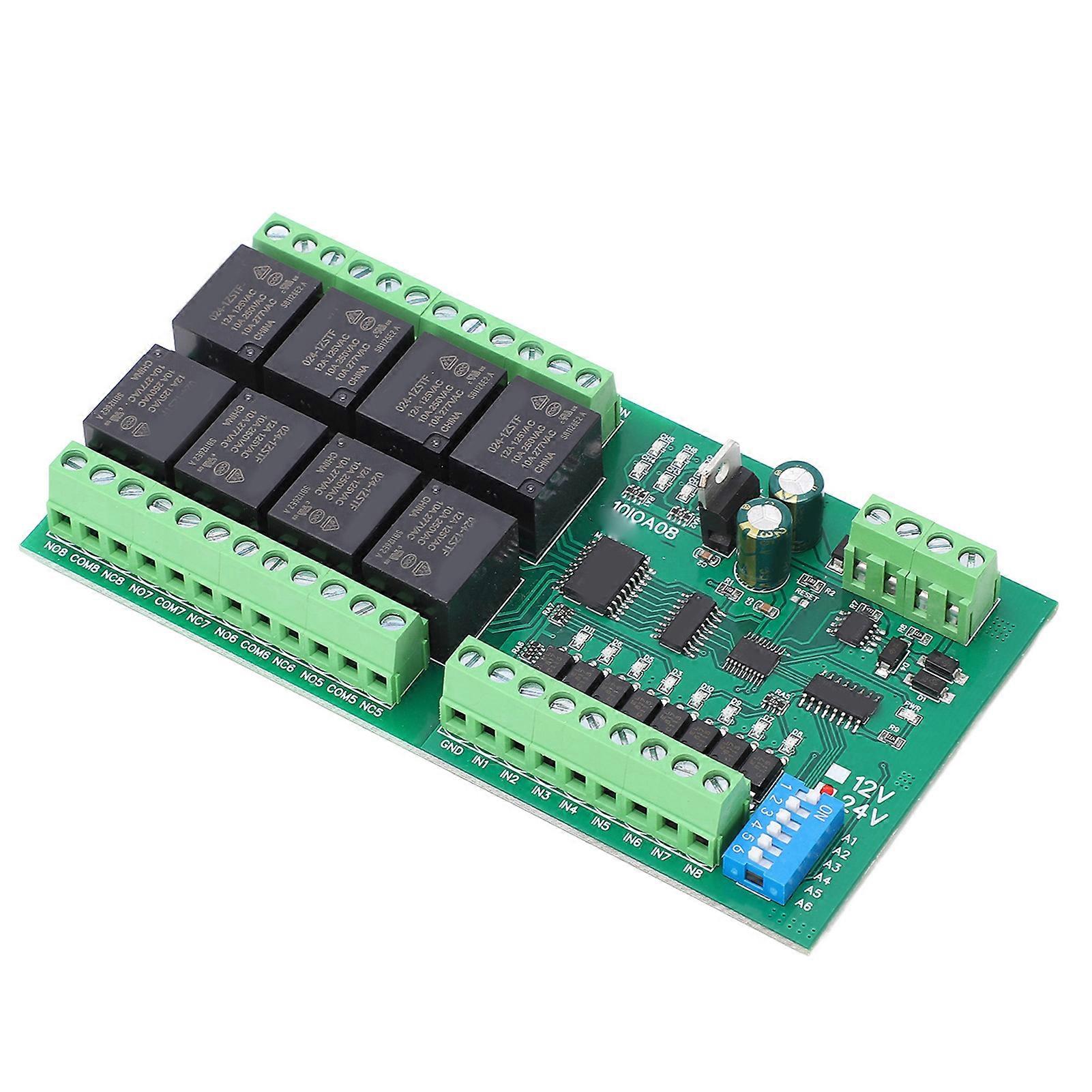 8 Channel Relay Module Quick Response Self Locking RS485 Relay Board with Hardware Reset Function DC 24V