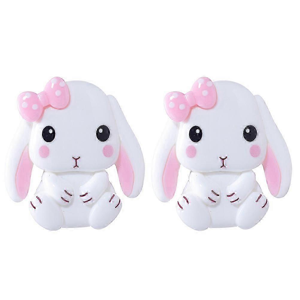 Resin Ornament Rabbit Patch for DIY Making Material Crafts 2Pcs White