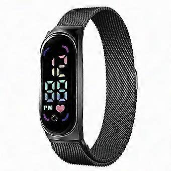 Montre électronique magnétique multifonctionnelle à écran LED réglable, étanche, cadran rectangulaire, idéale pour les étudiants au quotidien.