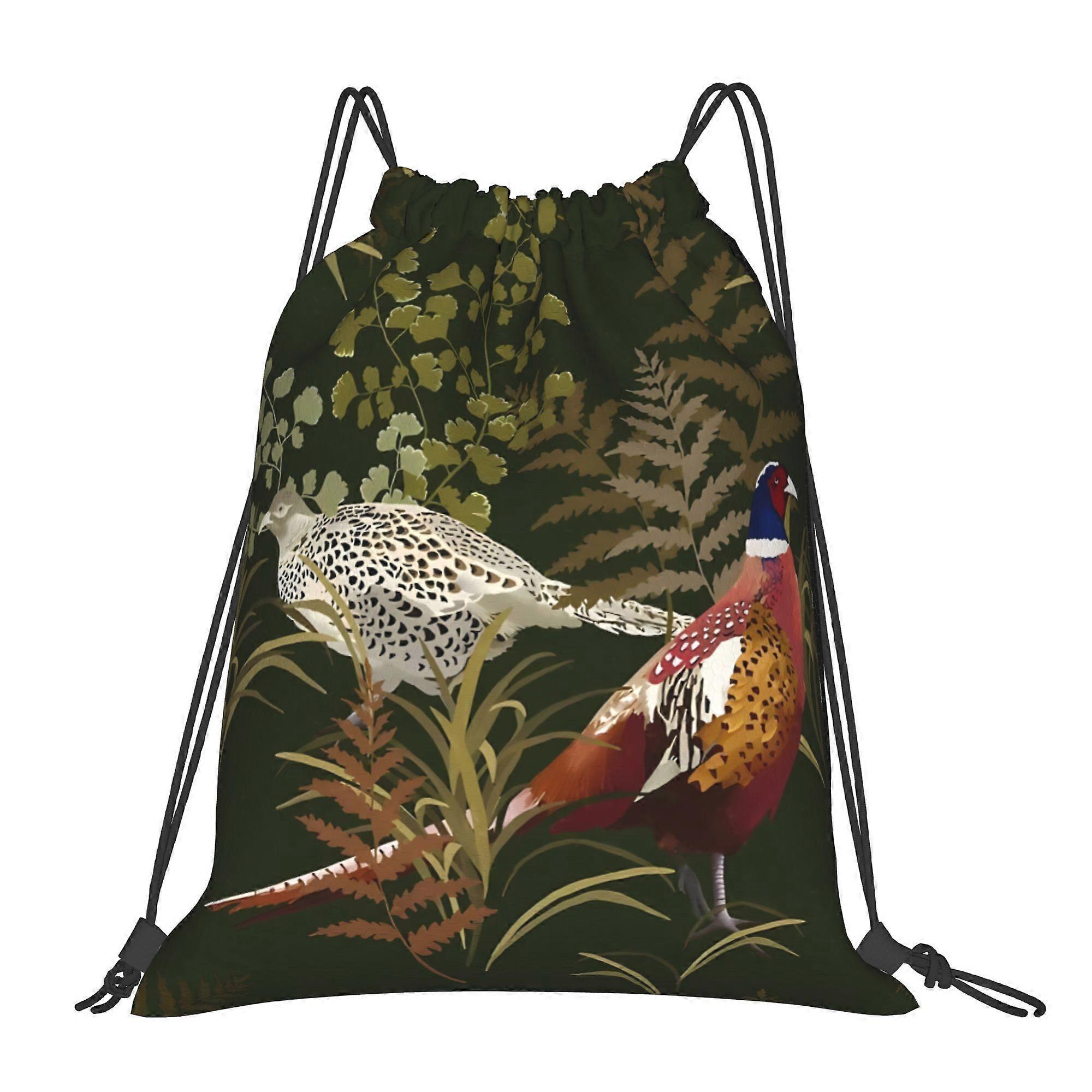 Pheasant Meadow Drawstring Bags-Gqazw