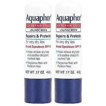 Aquaphor, Lip Repair Stick + Sunscreen, SPF 30, Fragrance Free, 2 Sticks, 0.17 oz (4.8 g) Each, 2-Pa