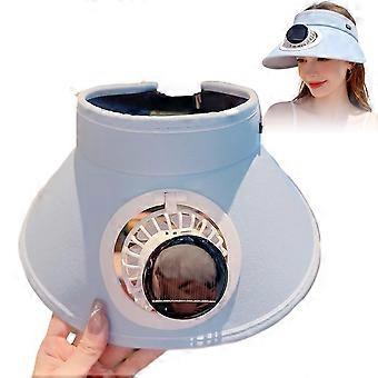 Zonnehoed met ingebouwde ventilator, zonne-energie en USB-oplaadbare koelkap voor buitenactiviteiten.