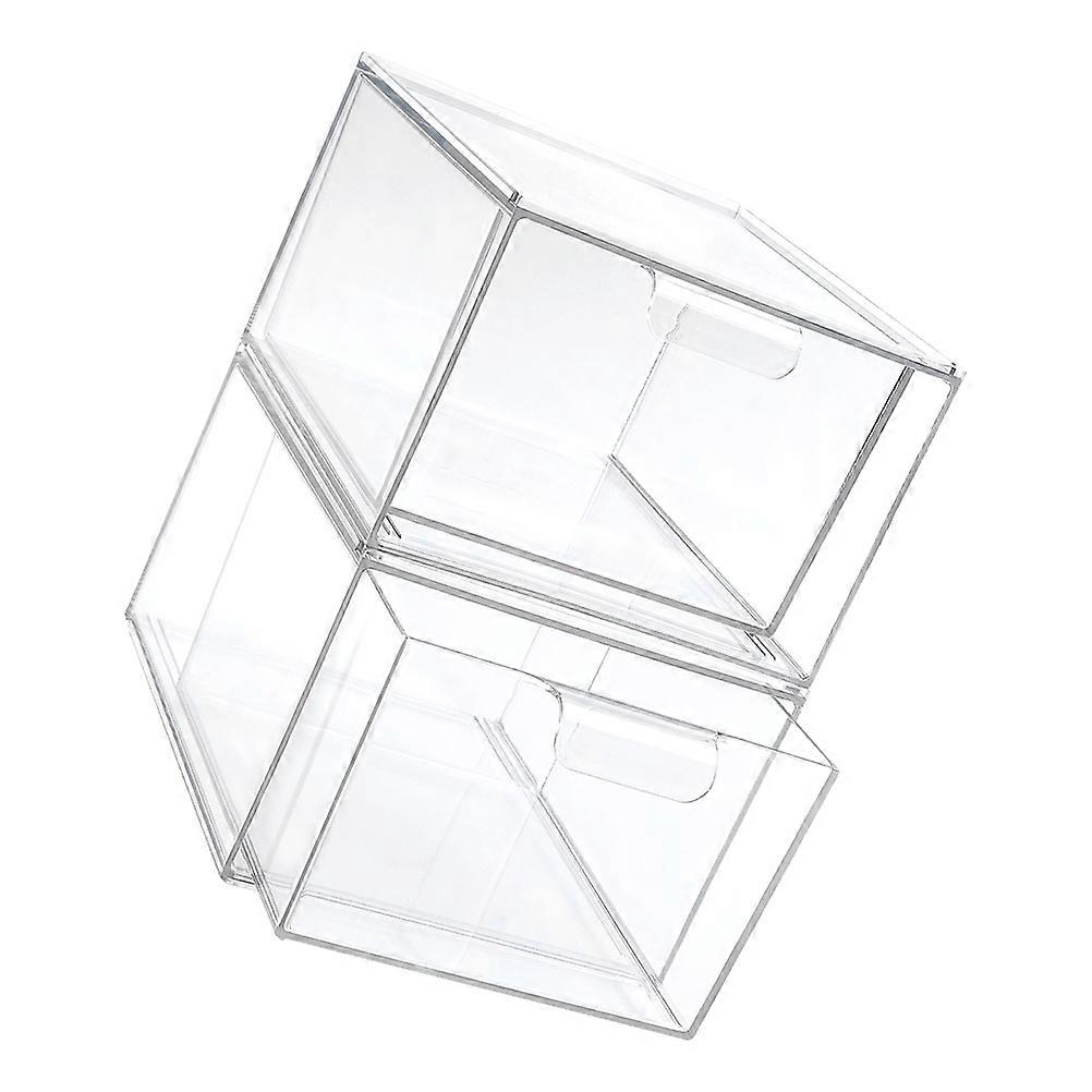 2pcs Gadget Storage Boxes Plastic Stacking Storage Boxes Cosmetic Organizer