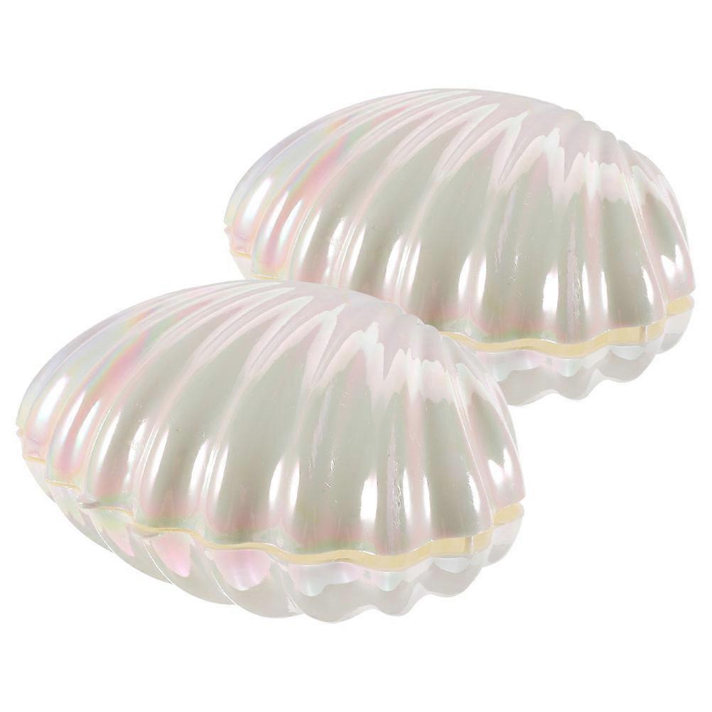 2Pcs White Seashell Boxes for Storage Candy Container Party Use