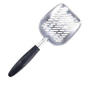 Durable Aluminum Alloy Cat Litter Scoop, Black Cleaning Tool for Litter Box, 14.17 x 5.31 x 1.77 Inches