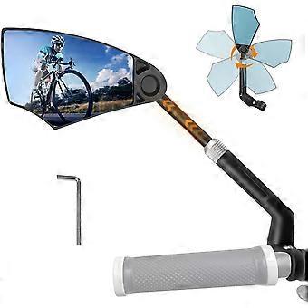 Ontspiegelde fietsachteruitkijkspiegel (links), intrekbaar 360 draaibaar, extra breed, echt HD-glas, past op 20-23 mm stuur, fietsachteruitkijkspiegel voor E
