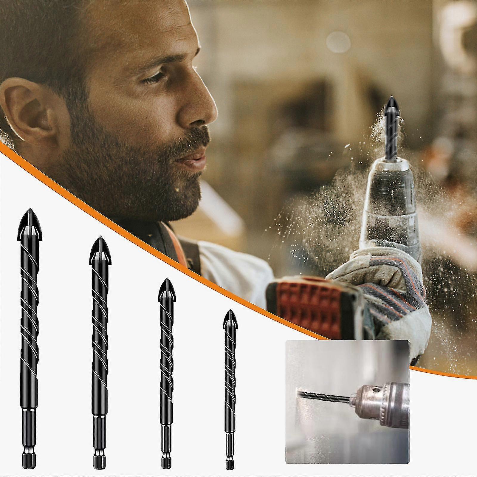 Cross Four Blade Drill Bit Ceramic Tile Hexagonal Handle Brick Wall Cement Ceramic Perforated Drill