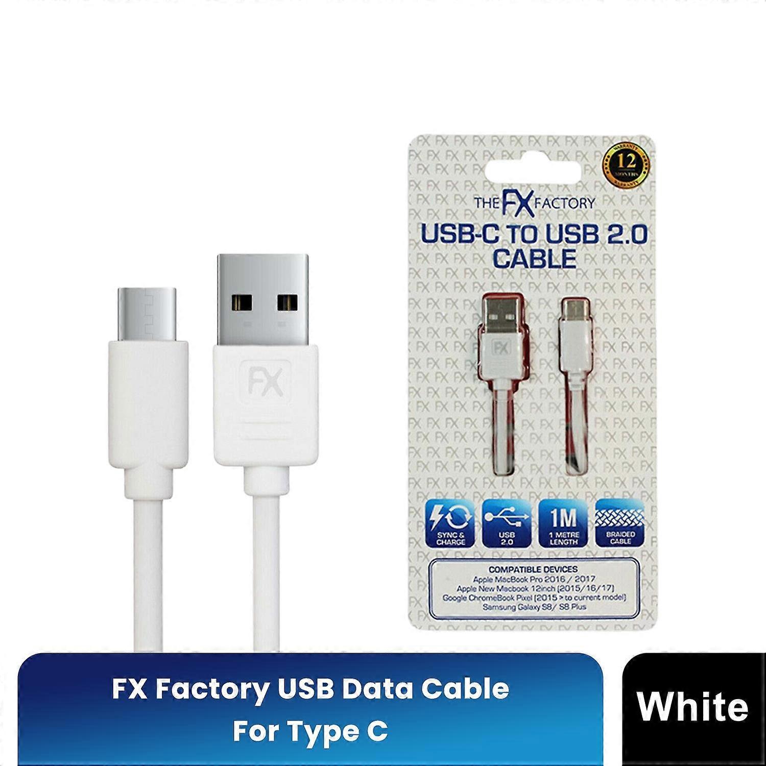 FX Factory USB Data Cable For Type C - White