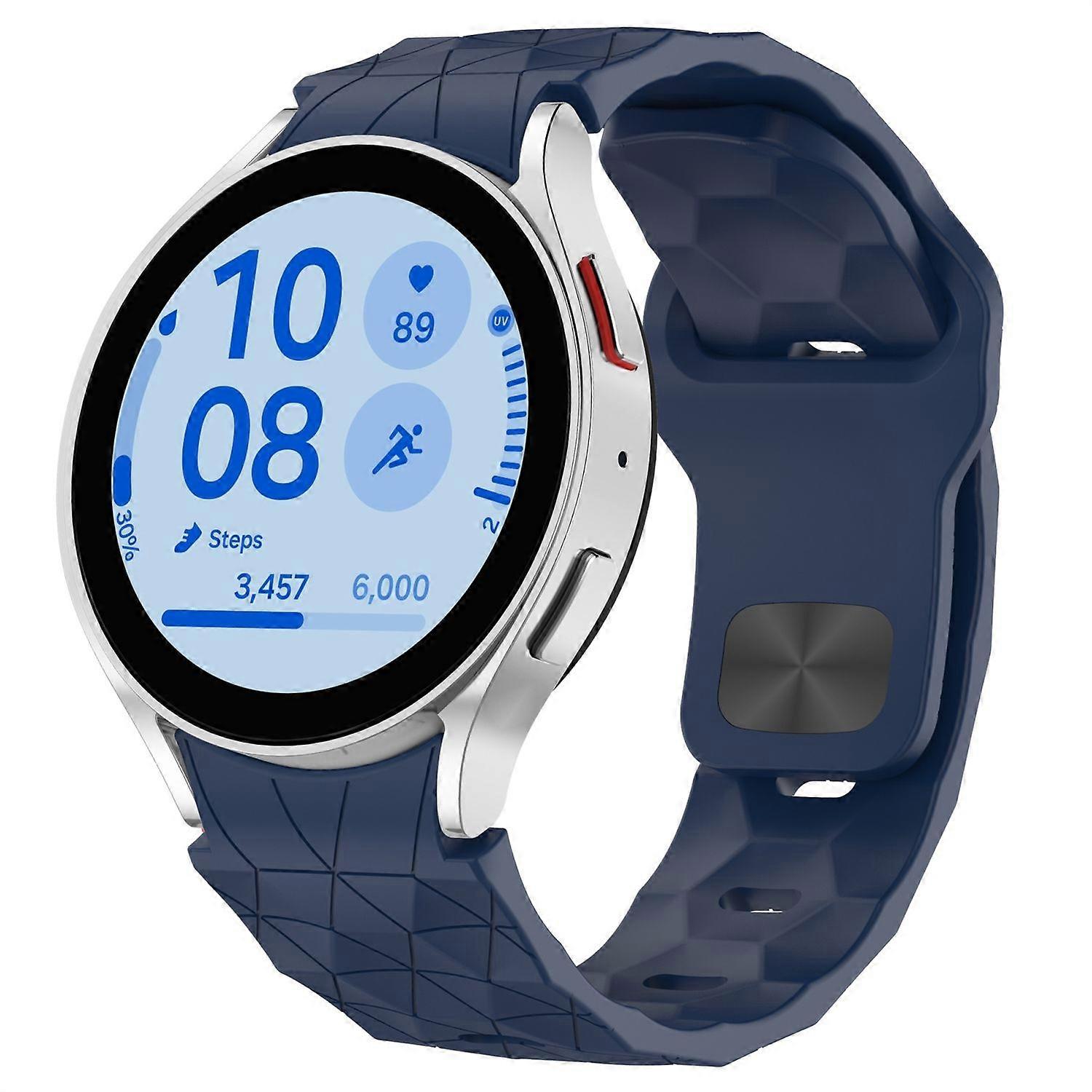 For Samsung Galaxy Watch FE / 6 / 5 / 4 40mm Silicone Football Design Replacement Arm Band Dark Blue