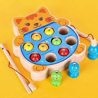 Wooden Toys Magnetic Fishing Game, Children's Games 2 Years Old Wooden Magnetic Fishing Game, Montessori Wooden Baby Puzzle Games for Babies Developme