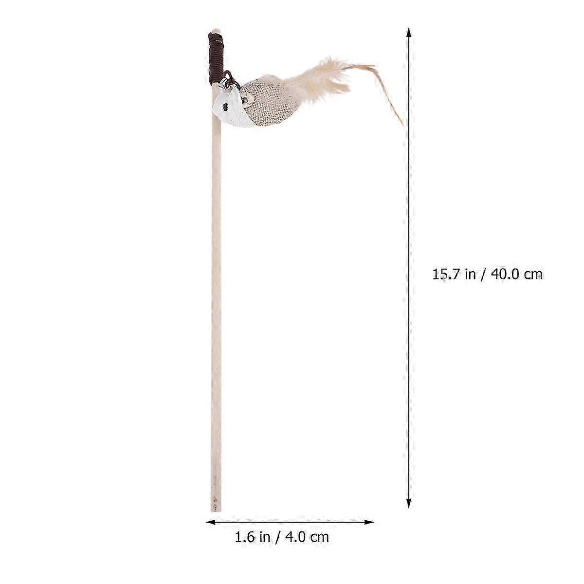 Wooden Cat Interactive Playing Stick for Kitten Teasing 2Pcs Set