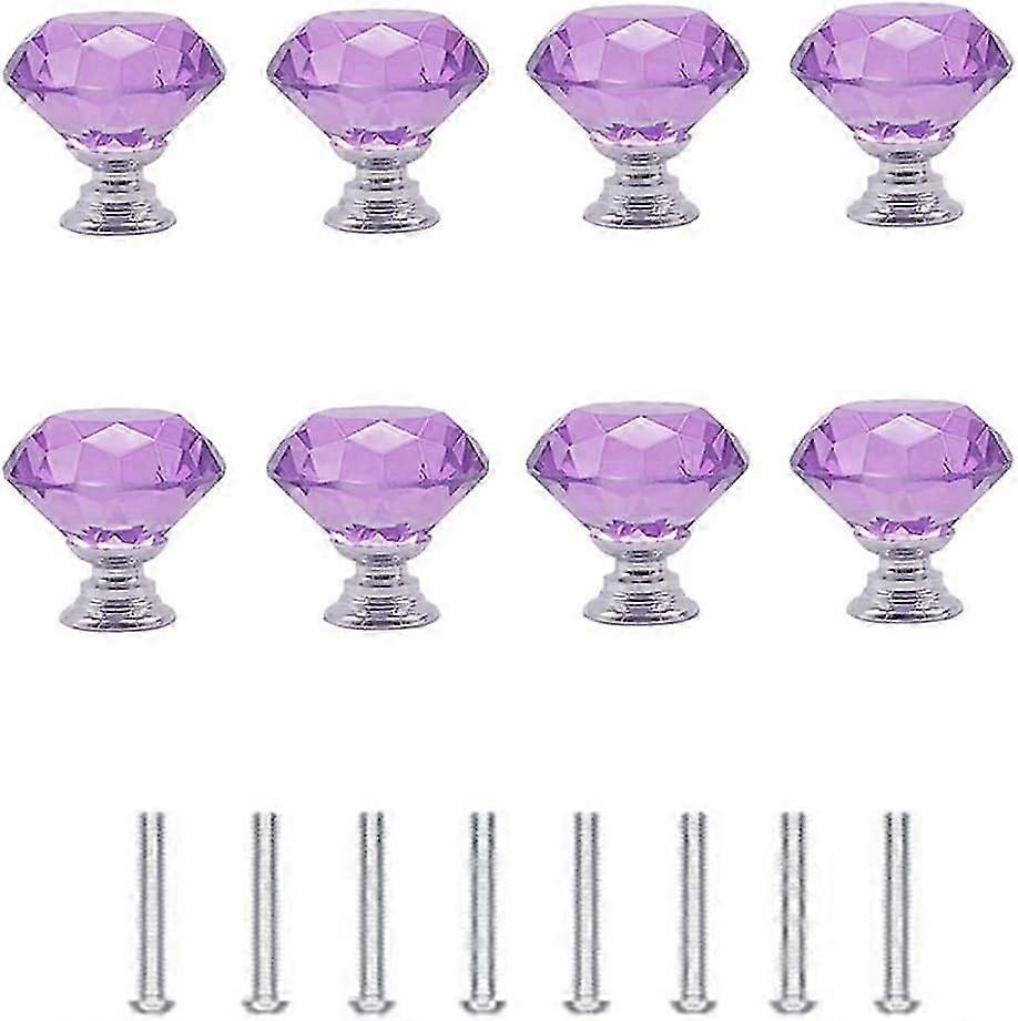 8PCS Crystal Glass Cabinet Knobs with Mounting Screws