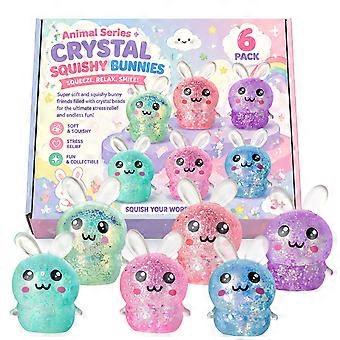 6er-Packung pinkfarbene Frucht-Quetschspielzeuge, niedliche, langsam aufsteigende Kristall-Quetschspielzeuge, weiche sensorische Fidget-Spielzeuge für Kindergeburtstage