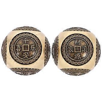 Golden Brass Exercise Ball for Hand Strengthening with 2Pcs Handballs
