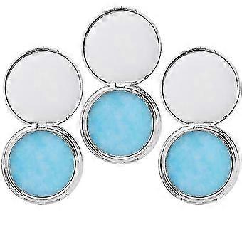 3Pcs Long Lasting Face Powder Cake Oil Control Waterproof Wet Dry Makeup Powder with Puff Blue Sky SO