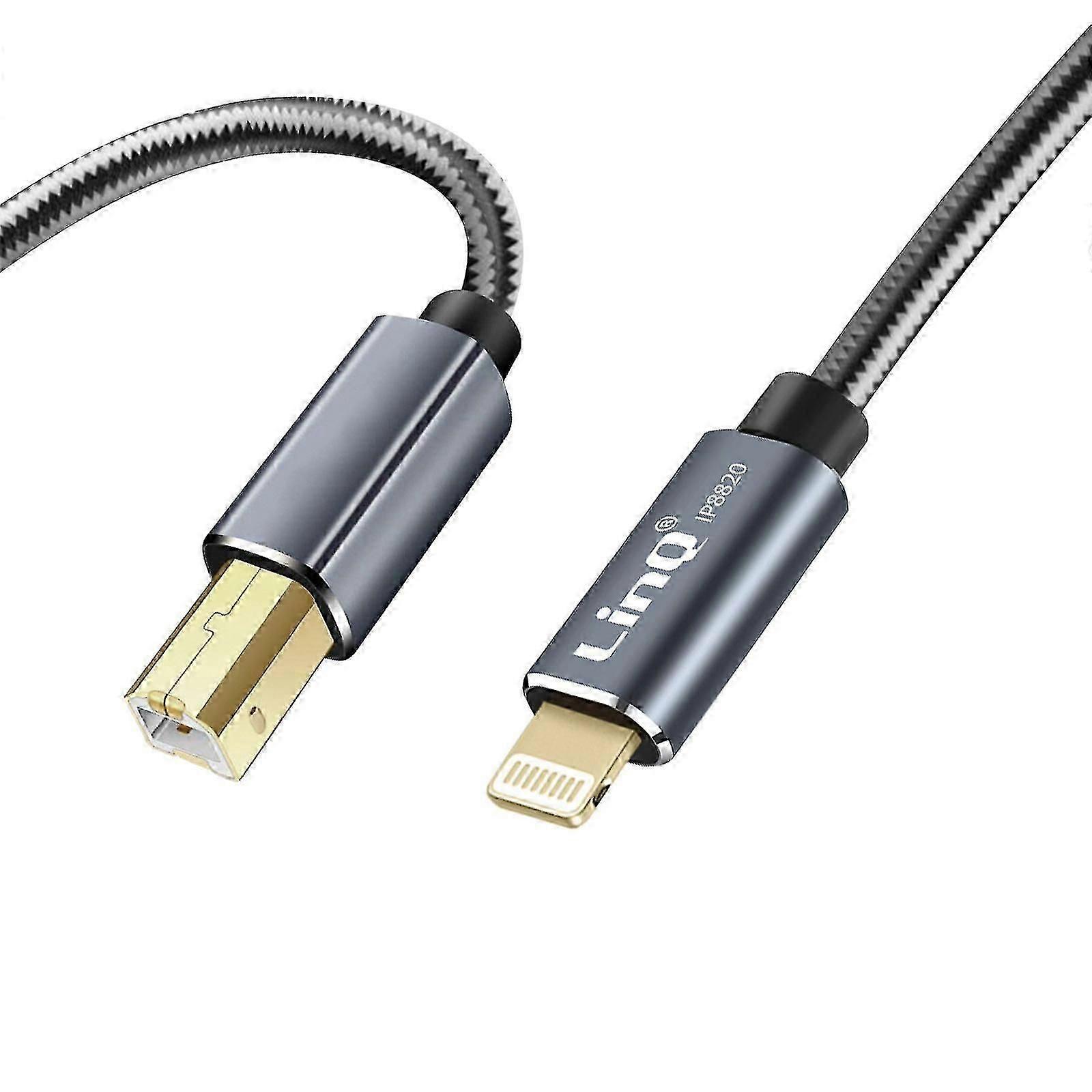 Printer Cable, USB Type B to Lightning, Braided Nylon, 150cm, Fast Data Transfer, Compatible with iPad and iPhone