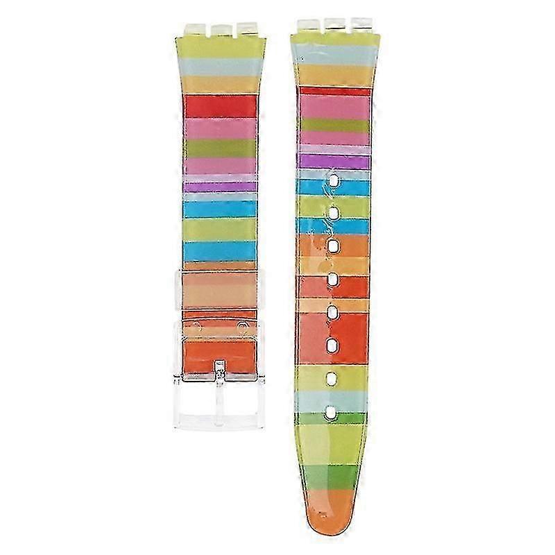 Rainbow Strap compatible with Swatch Replacement PVC Strap Accessories 17/19MM