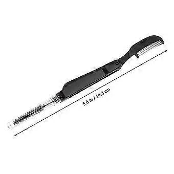 Eyebrow Brush Set 3Pcs Black - Angled Brush for Gel & Pomade, Dual-Ended Eyelash Comb