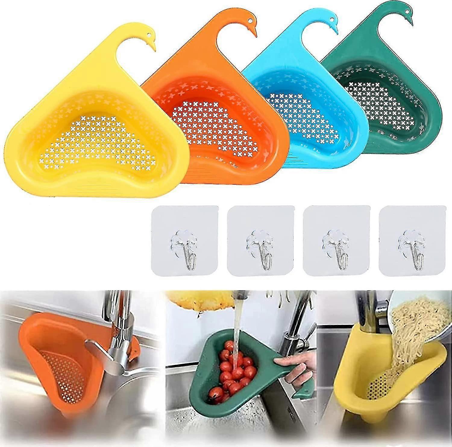 4 Pack Triangular Sink Strainer Basket, Multifunctional Hanging Filter Basket For Kitchen