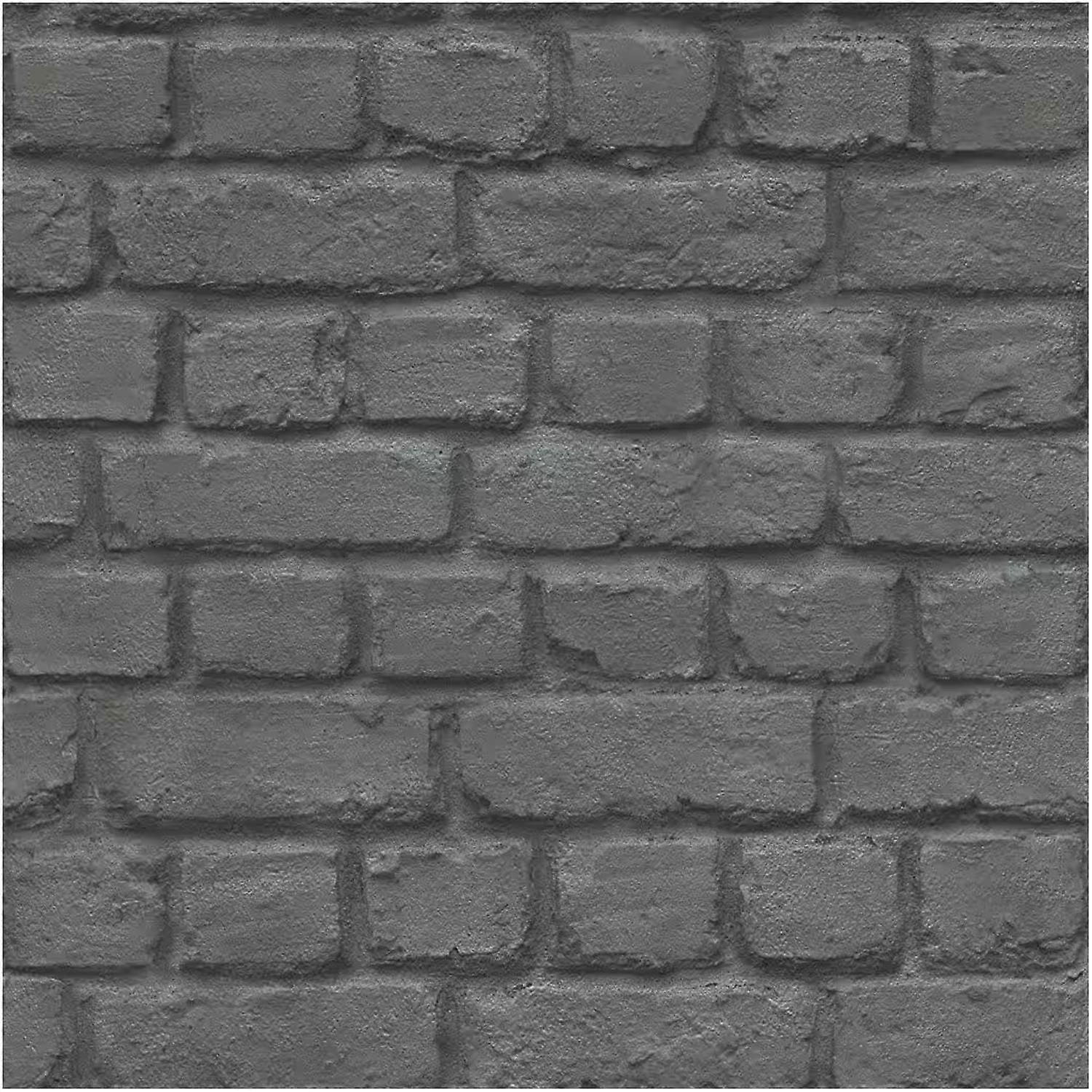 Charcoal Brick Effect Wallpaper