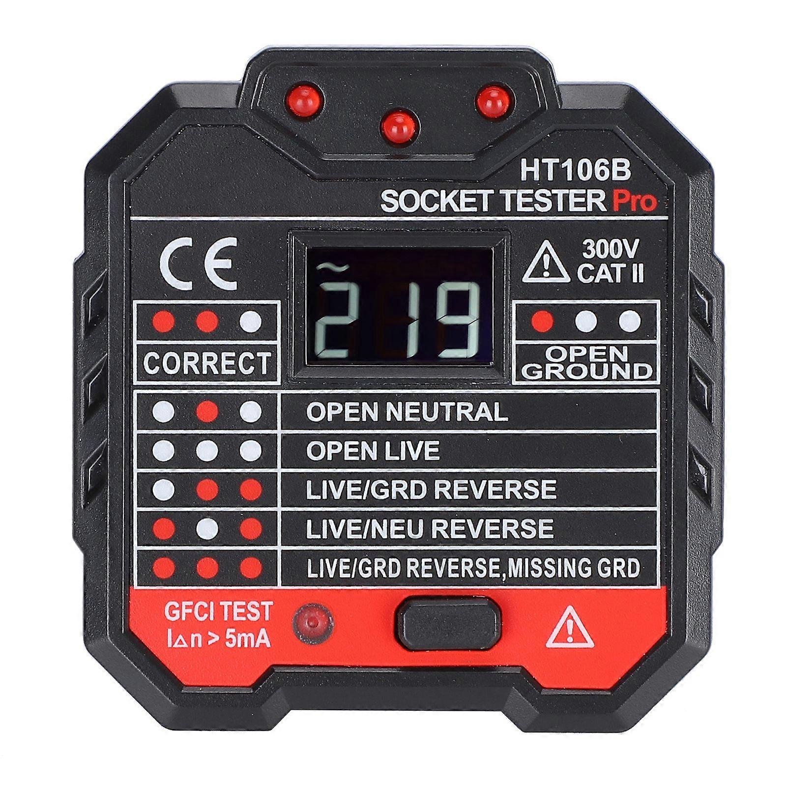 HT106B Digital Display Socket Detector Wall Plug Circuit Breaker Tester US Plug 110?220V