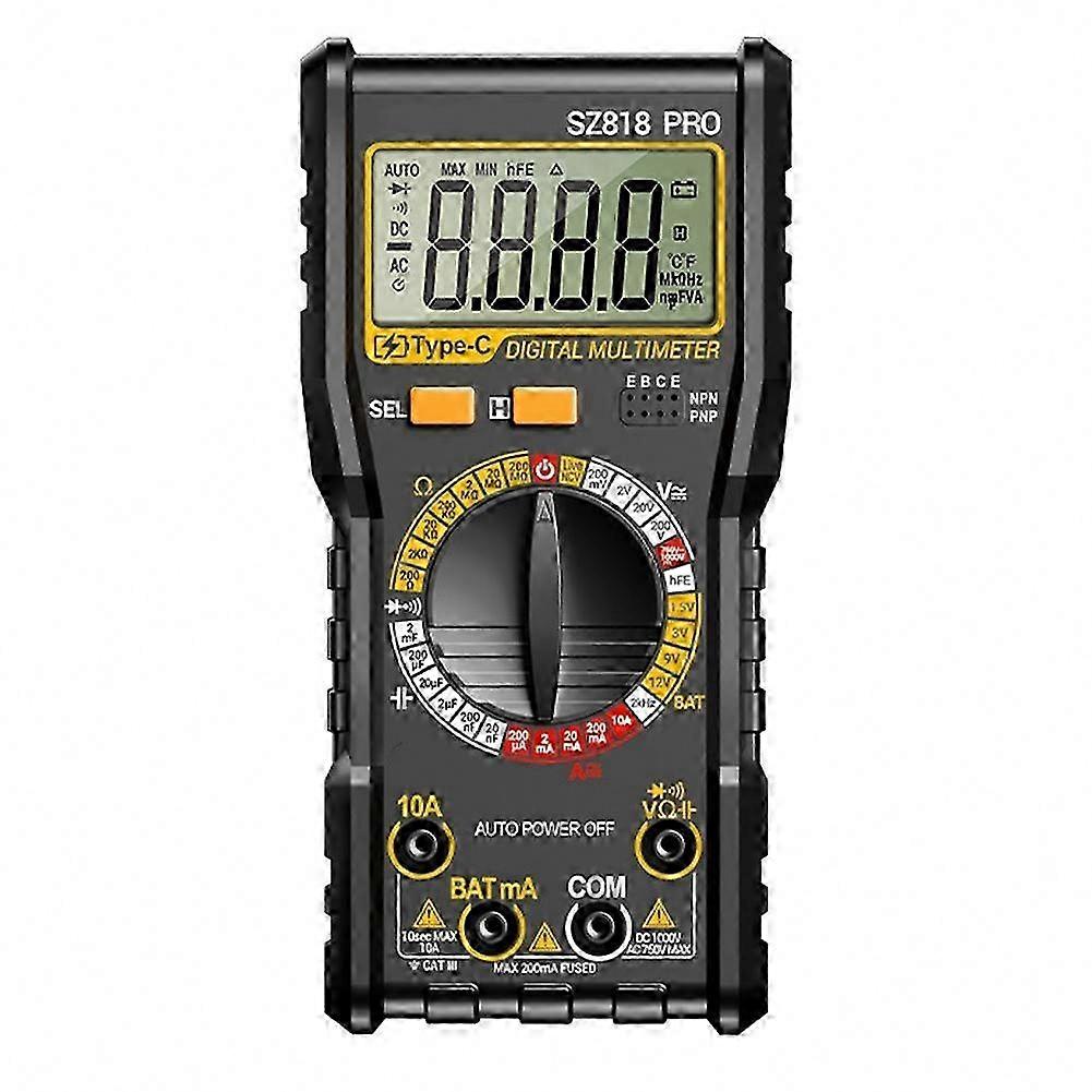 Type-C Charging Digital Multimeter: SZ818 PRO Universal Meter for AC/DC, Resistance, Capacitance & Frequency Detection