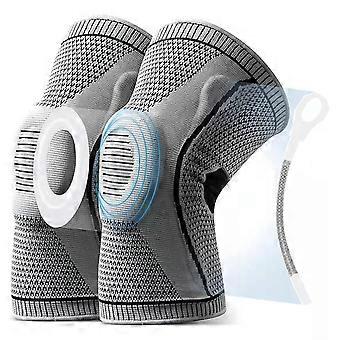 Knieschmerzpolster, Ultra Knee Elite Kniekompressionsmanschette Silikon und Federunterstützung, Medical Grade Knie Patella Protectora Pair Xl