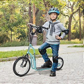 Roller für Kinder ab 5 Jahren, Trittbrett mit 16/12-Zoll-Luftreifen, blau, 135 x 58 x 88–94 cm