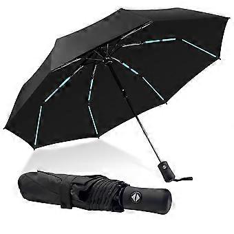 Travel Umbrella Automatic Open Close Windproof 8 Ribs UV50+ Protection Compact Lightweight Black 39 Inch