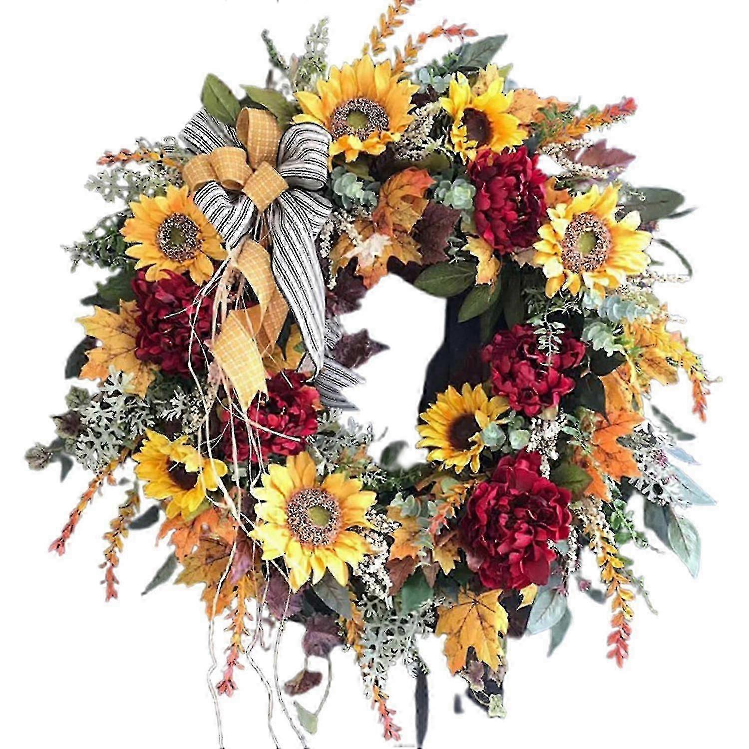 Sunflower Door Wreath 43cm Plastic