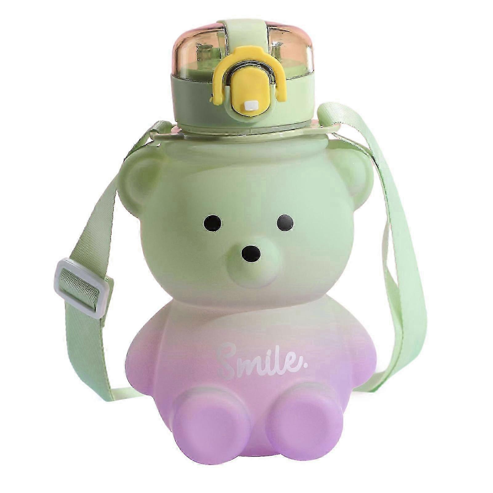 Drop-Resistant Bear Gradient Straw Bottle
