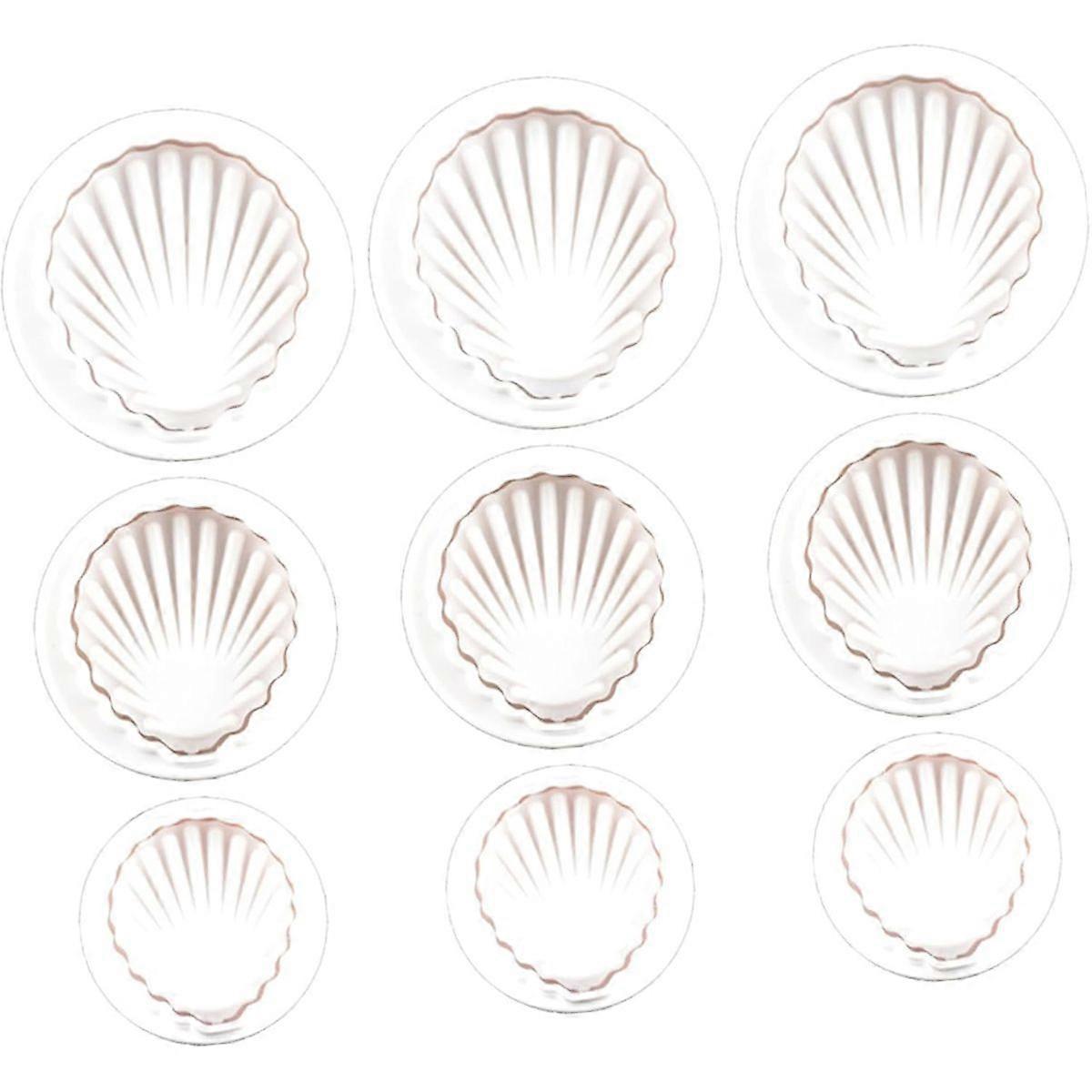 9pcs Shell Plunger Cutter White Plastic Baking Mold