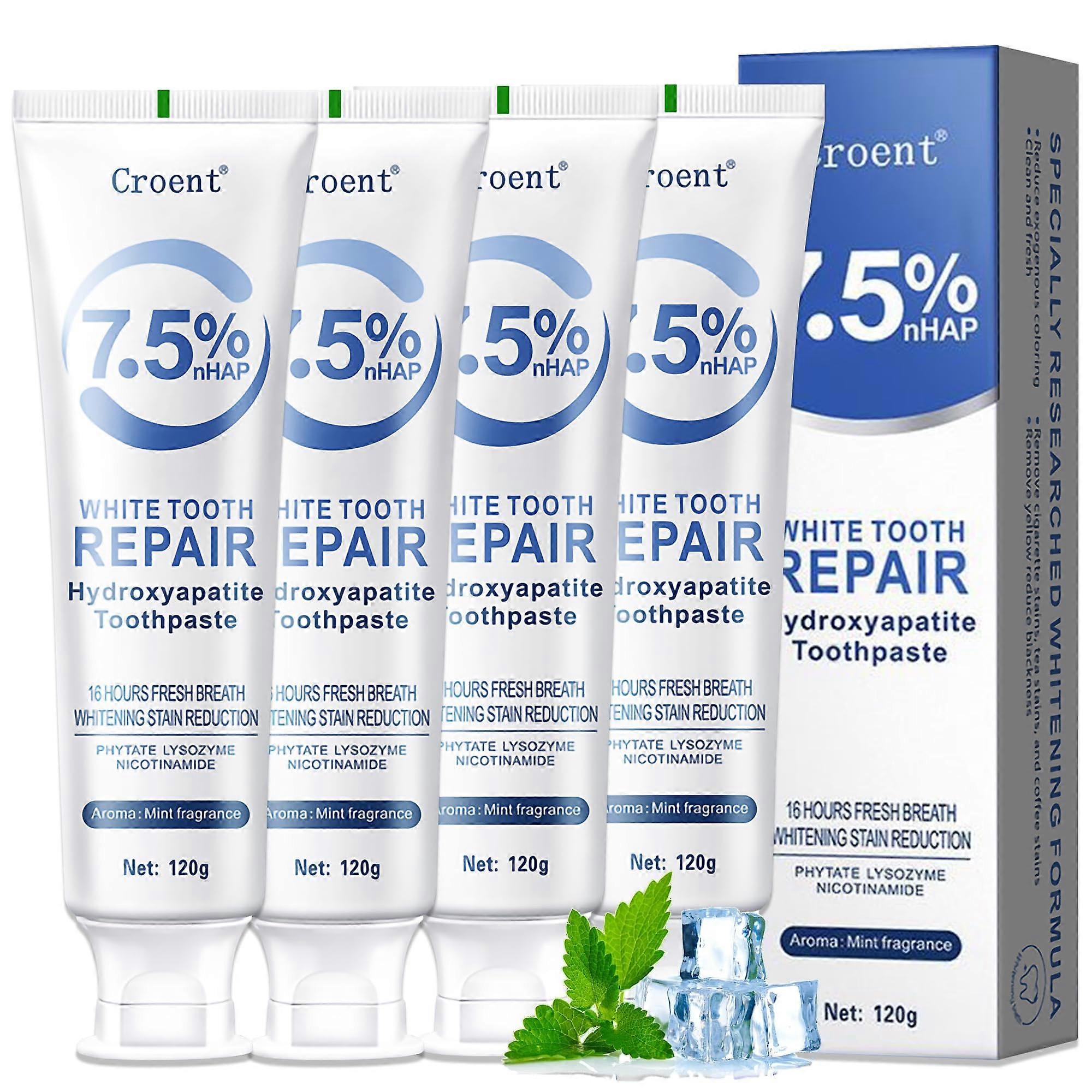 Hydroxyapatite Toothpaste Fluoride for Sensitive Teeth 16.9oz (4pcs) Enamel  and Mild Mint Freshness