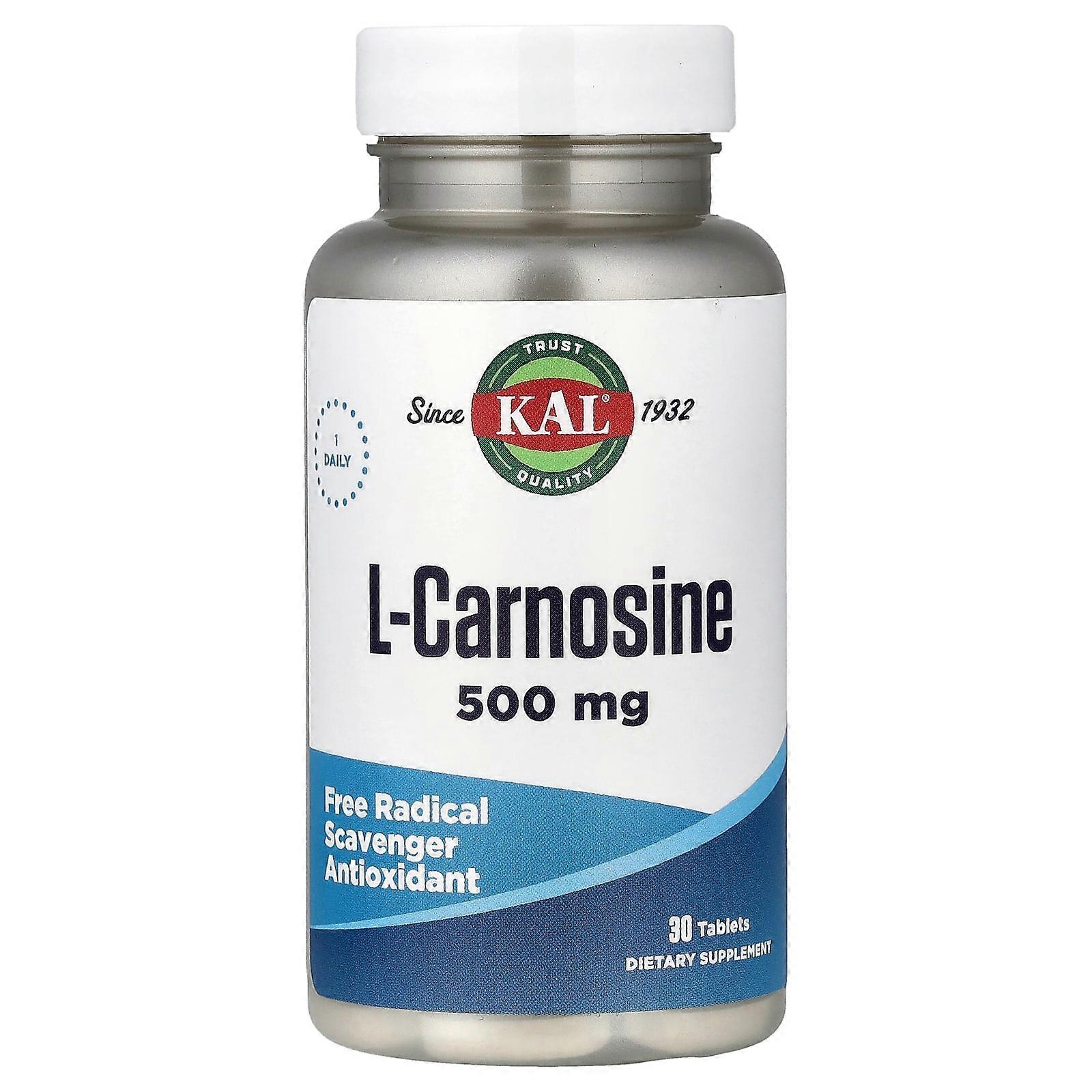 KAL, L-Carnosine, 500 mg, 30 Tablets