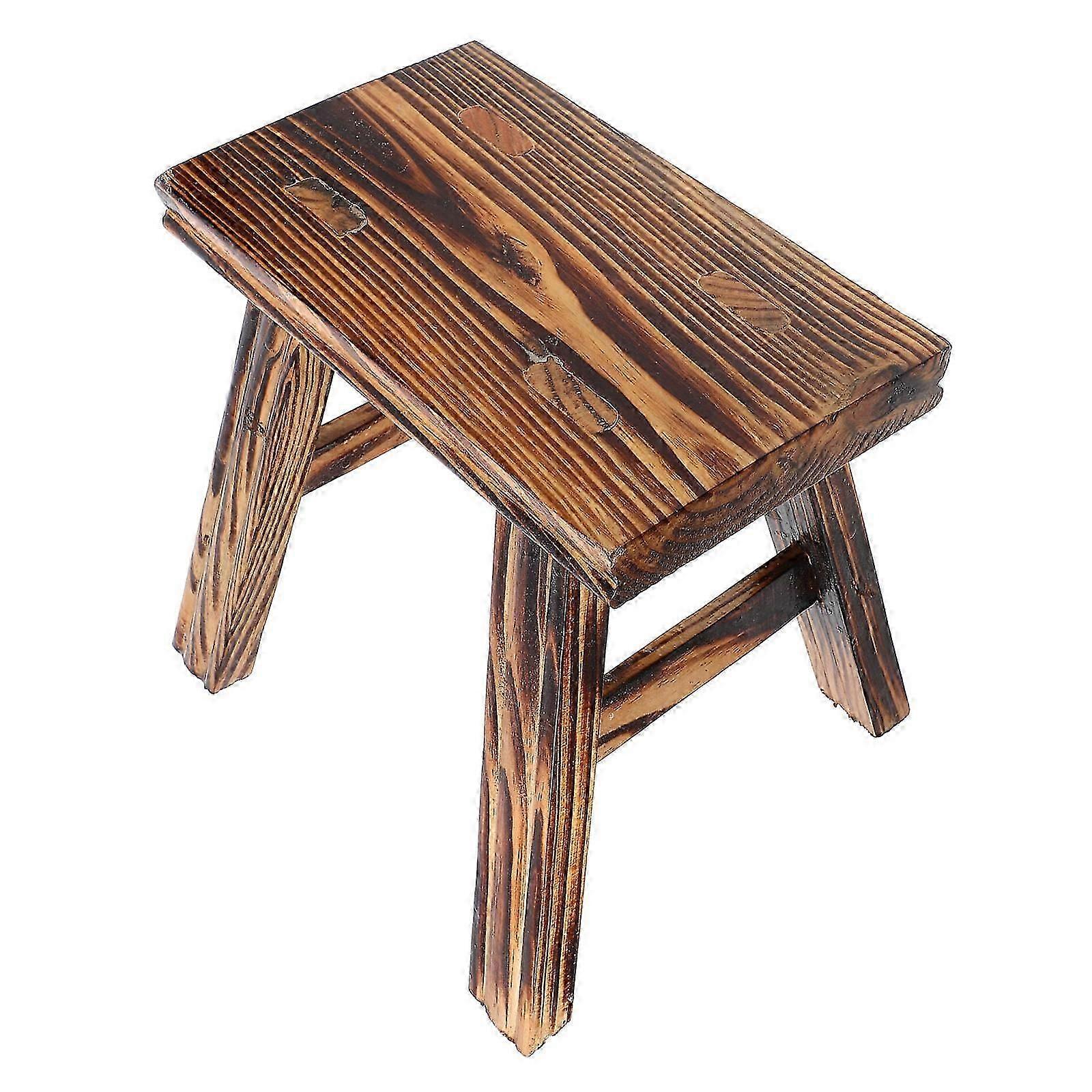 Portable Solid Wood Square Shoe Changing Stool, Indoor Multi-Use Seat