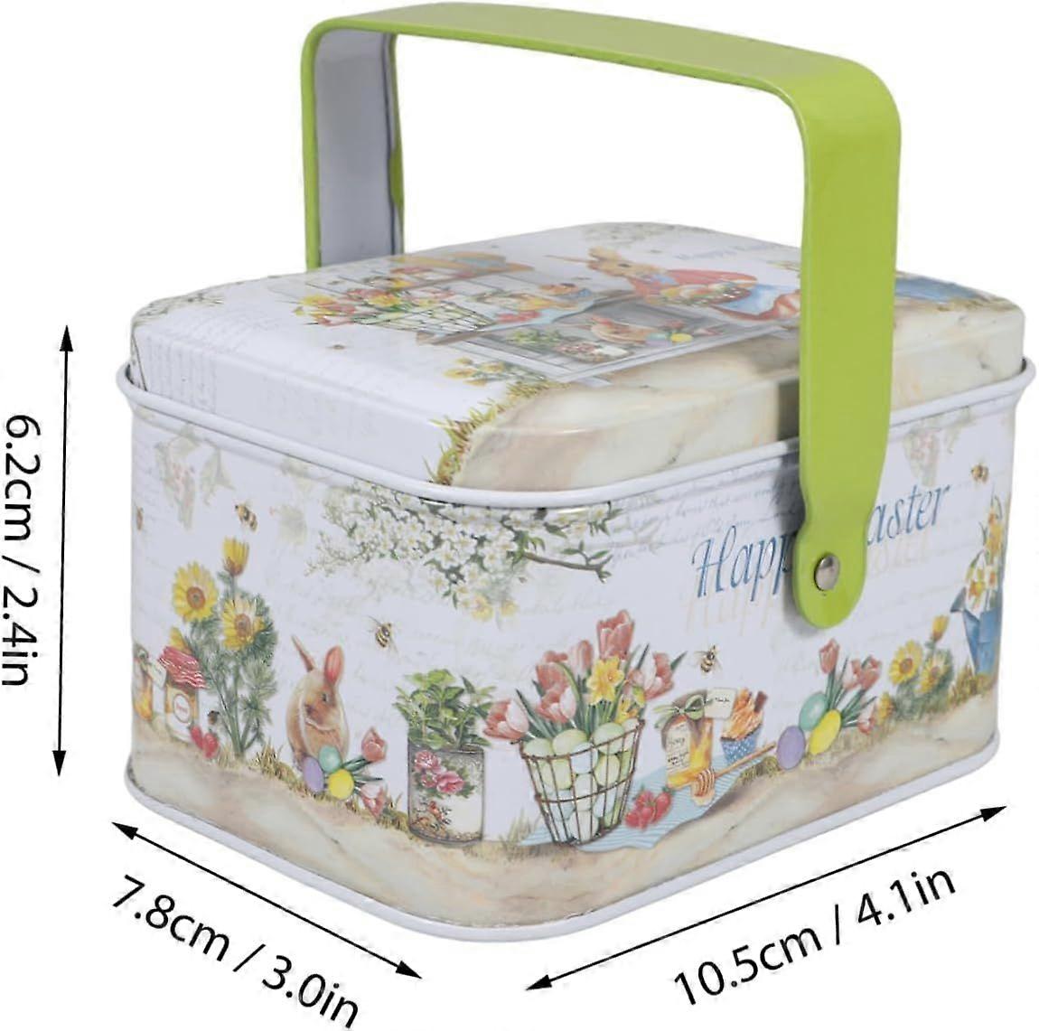 Metal Tinplate Easter Candy Box Rabbit Art Decorative Storage Container Easter Biscuits Tin Cookie Jars Lids