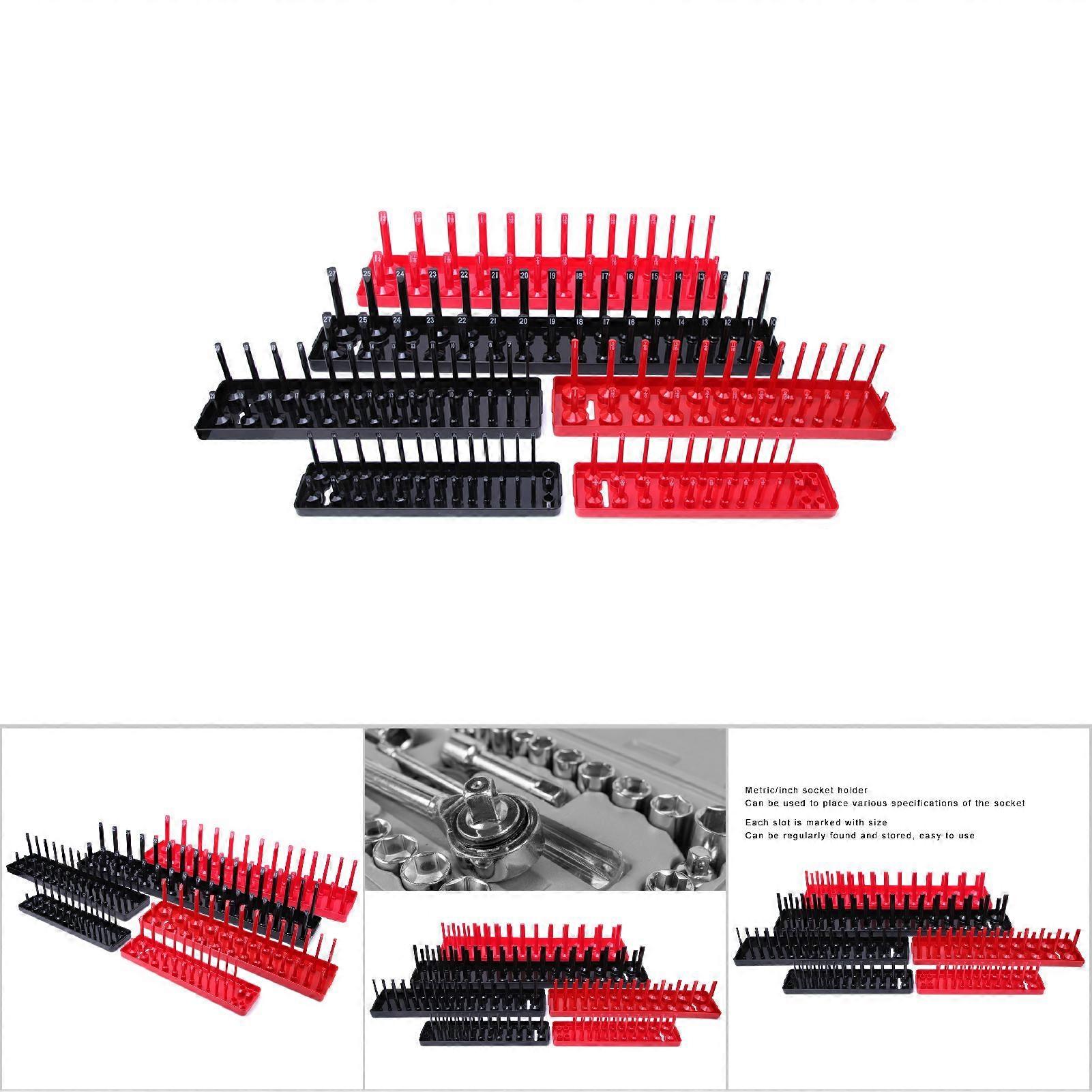 6PCS Metric/Inch Socket Holder Organizer Multifunction Plastic Socket Storage Rack Tray