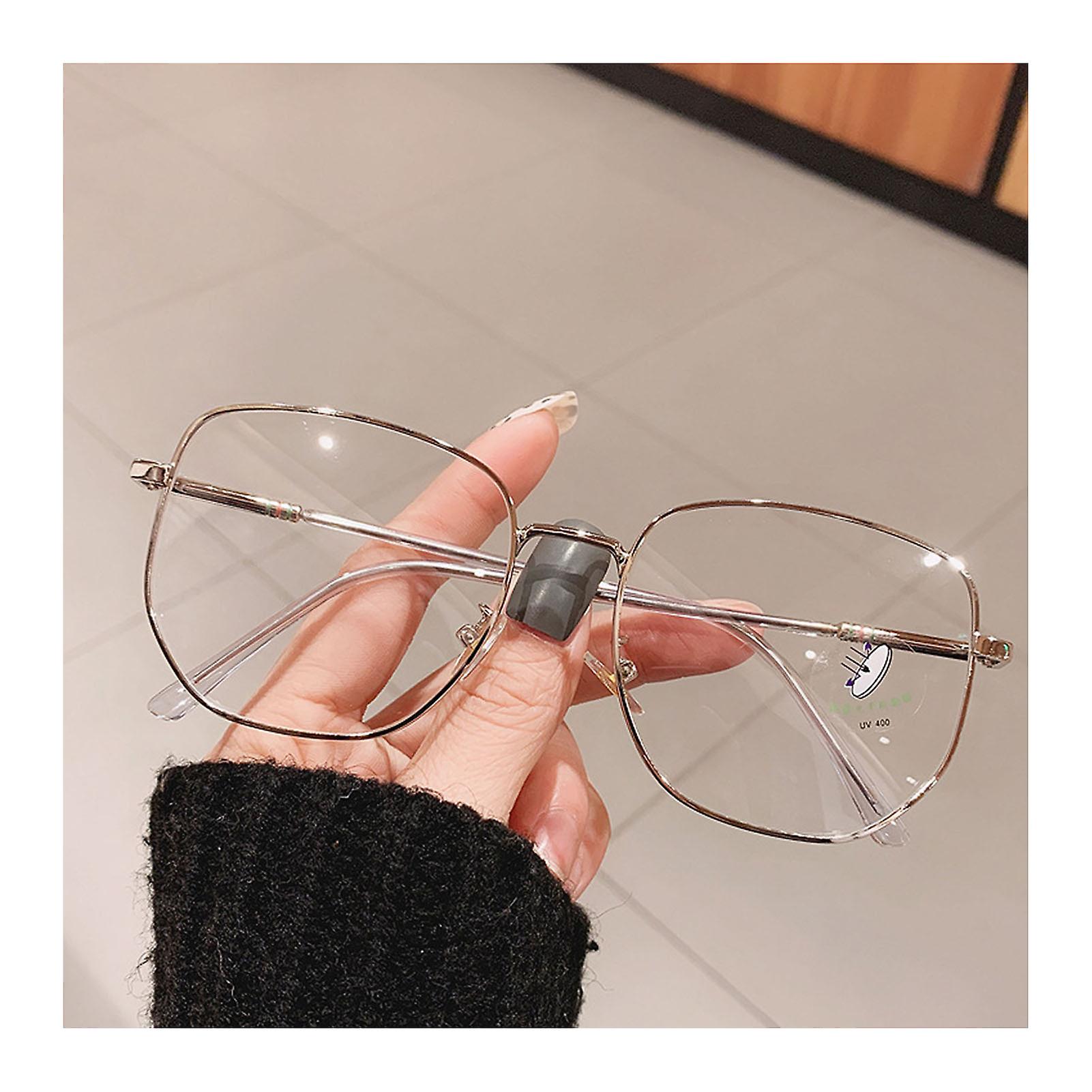 Unisex Bilgisayar Gözlükleri Büyük Boy Poligonal Metal Jant Anti Mavi Işık Gözlük